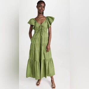 Rebellion Olive Green Tiered Maxi Dress